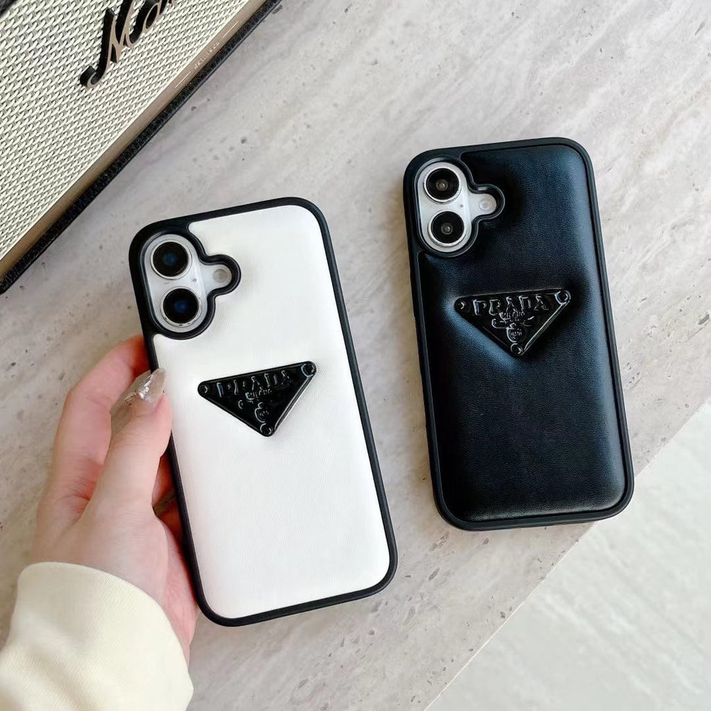 Tony Prada Leather iPhone Case Black And White