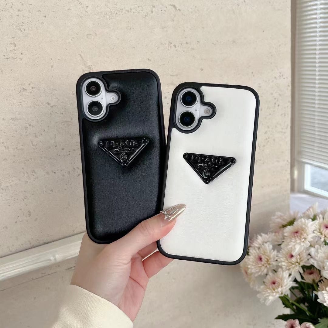 Tony Prada Leather iPhone Case Black And White